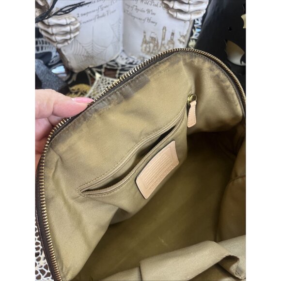 Coach Peyton Signature Cora Domed Satchel Handbag Tote Brown Tan F26184 - Picture 12 of 15